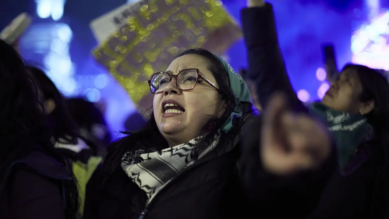 March 8, 2024, Madrid, Madrid, Spain: On International Women's Day, the 8M Commission of the Spanish capital has called for a macro demonstration that has toured the streets of the city center, from Atocha to Plaza de Col&oacute;n, under the slogan ''It's over.'' "Patriarchy, genocides, privileges... Feminists shout: It's over. Our world is another.".According to the organization, half a million people have participated in the protest.,Image: 855100234, License: Rights-managed, Restrictions: , Model Release: no, Credit line: Victoria Herranz / Zuma Press / ContactoPhoto