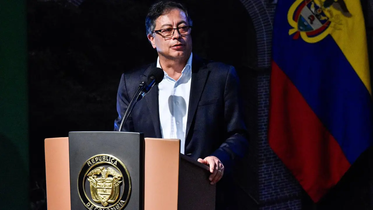 February 28, 2024, Bogota, Cundinamarca, Colombia: Colombian president Gustavo Petro speaks during the inauguration ceremony of the International Tourism Showcase 'ANATO' in Corferias, Bogota, Colombia, on February 28, 2024.,Image: 851927785, License: Rights-managed, Restrictions: , Model Release: no, Credit line: Cristian Bayona / Zuma Press / ContactoPhoto