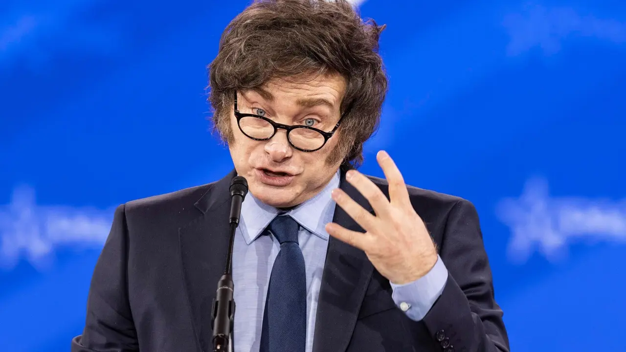 22 de febrero de 2025, EE. UU.: El presidente de Argentina, Javier Milei, habla durante el tercer d&iacute;a de la Conferencia CPAC 2025 en el Centro de Convenciones Gaylord en National Harbor, Maryland. Lev Radin / Zuma Press / ContactoPhoto