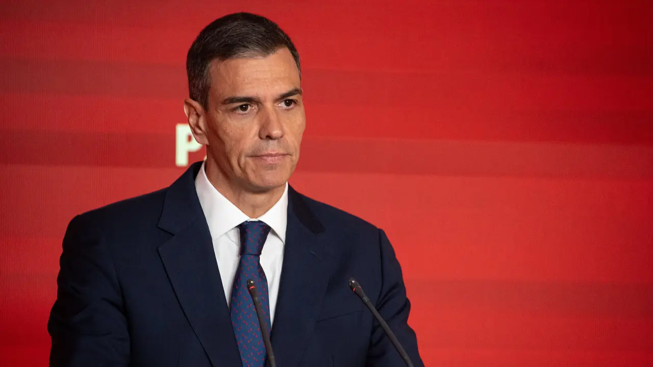 El presidente del Gobierno y Secretario General del PSOE, Pedro S&aacute;nchez, durante una rueda de prensa, en la sede del PSOE en Ferraz - Gabriel Luengas / Europa Press