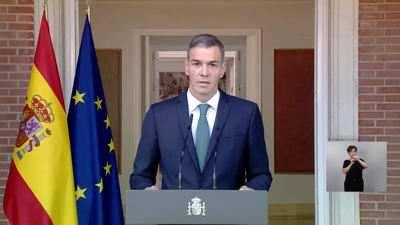 Pedro S&aacute;nchez en su declaraci&oacute;n institucional para anunciar nuevas medidas contra el genocidio en Gaza - YouTube