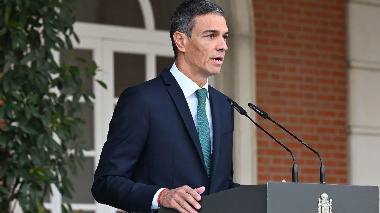 Pedro S&aacute;nchez, en la declaraci&oacute;n institucional sobre Gaza - La Moncloa / Borja Puig de la Bellacasa
