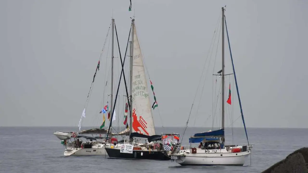 Barcos de la Global Sumud Flotilla antes de salir del puerto de San Giovanni Li Cuti, en Catania, Italia, con destino a la Franja de Gaza - Europa Press/Contacto/Ansa/Orietta Scardino