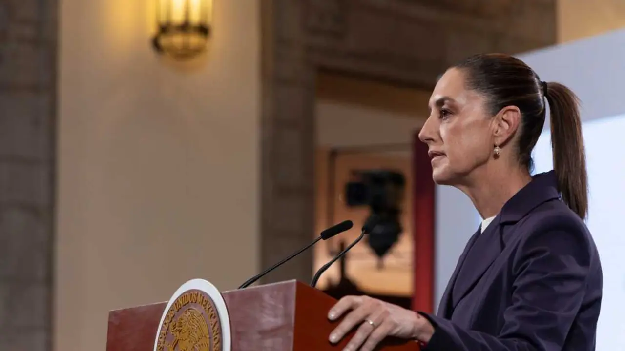La presidenta Claudia Sheinbaum en la conferencia del pueblo de este miércoles 5 de noviembre. Foto: Presidencia de M&eacute;xico