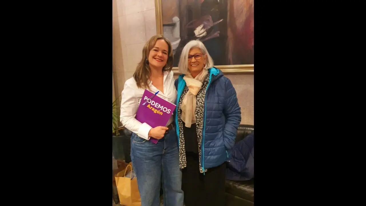 Mar&iacute;a Goikoetxea, Secretar&iacute;a de Pol&iacute;tica y portavoz de Podemos Arag&oacute;n y Pilar Gimeno, responsable de Memoria Democr&aacute;tica de Podemos Arag&oacute;n